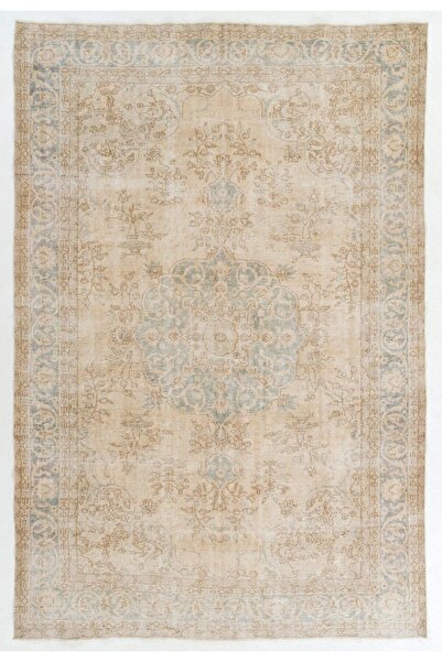 Tekin 219x329 cm Nötr Renklerde El Düğümlü Eski Madalyon Desenli Anadolu Halısı