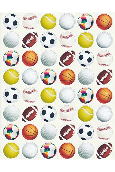 NUNUKİ Toplar Sticker Seti 2,5 cm Futbol Basketbol Voleybol Tenis Golf Toplar...
