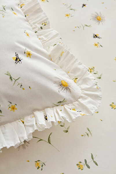 Karaca Home Emma Yellow 100% Cotton Double Frilly Sheet Set