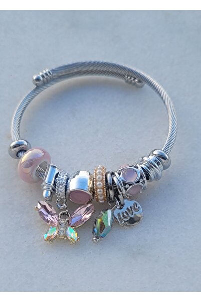 Ankı Kelebek Charm Pandoramodel Çelik Bileklik