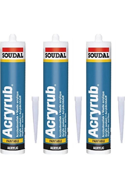 Soudal 3 ADET Soudal Acryrub Silikonize Mastik 500 Gram Antrasit Gri