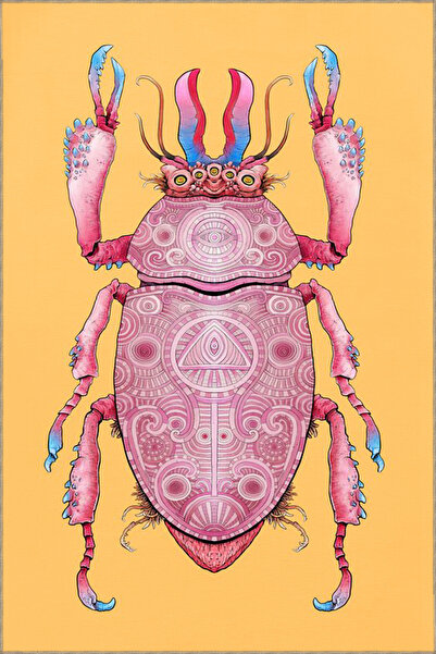Rugs Modern Halı Covor lavabil cu model de insecte roz pe bază țesută miravip...