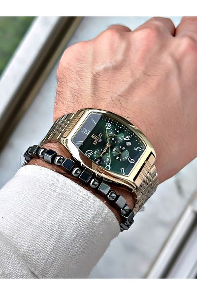 Reward Classic Men's Wristwatch and Gift Bracelet with Gold Color Function