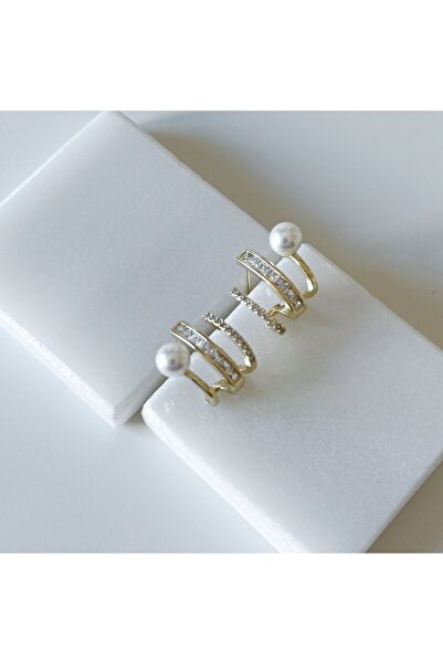 CHARMLUCKY Çelik incili 3lü görünümde küpe