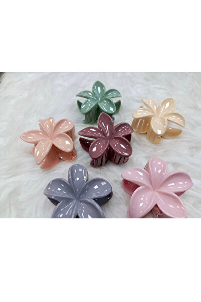 Zehra Aksesuar Parlak soft renklerde büyük boy Hawaii Hibiscus Lotus çiçeği mandal toka