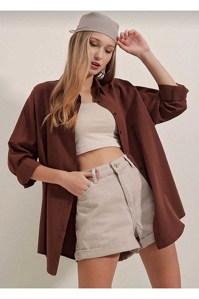 Bukamiss Кафява дамска риза Oversize