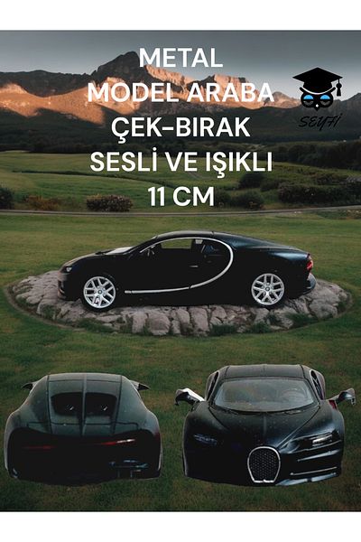 SEYFİKİRTASİYE Metal Model Car with Sound and Light, 11 Cm, Provides Entertainment with Pull-And-Drop