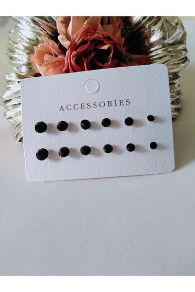 MİRAKSESUAR Set of 12 Black Earrings - Multiple Colors
