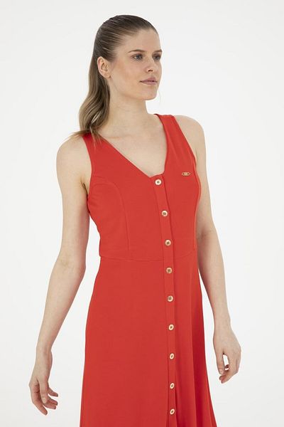 U.S. Polo Assn. Red V-Neck Women's Knitted Dress