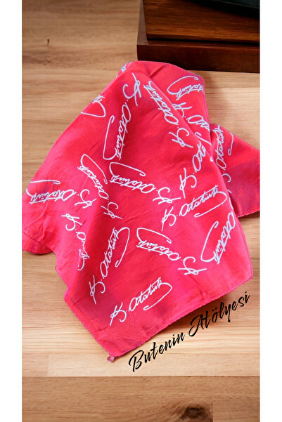 Butenin Atölyesi 19 مايو الأحمر مصطفى كمال أتاتورك توقيع القطن باندانا