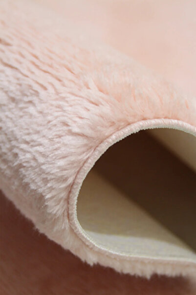 ALgorand Home Post Peluş Oval Halı Pembe Tüylü Yumuşak, Yıkanabilir, Kaymaz Taban Dekoratif