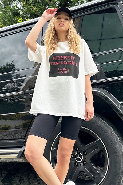 Trend Alaçatı Stili Woman's Black Crew Neck Printed Oversize T-Shirt ALC-X12171