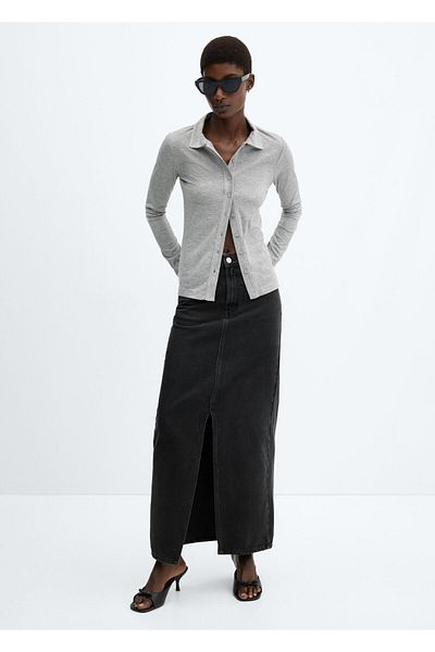 MANGO Woman Γκρι γυναικείο πουκάμισο57075809