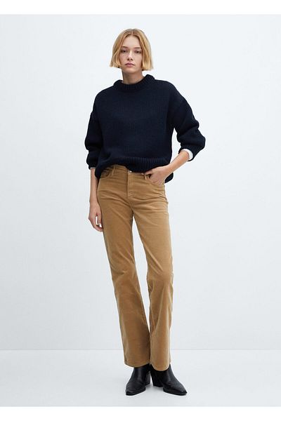 MANGO Dark Camel Women's Trousers67020261
