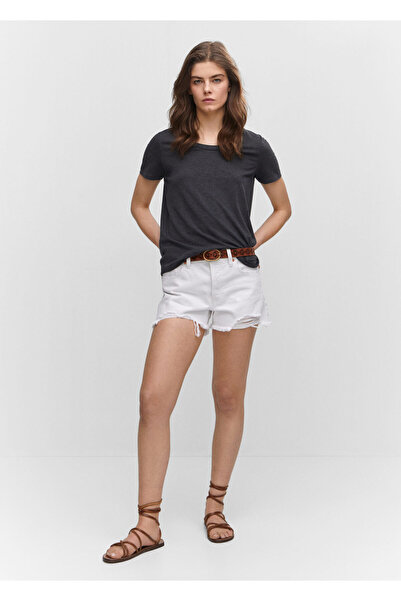 MANGO Σκούρο γκρι γυναικείο μπλουζάκι57010256