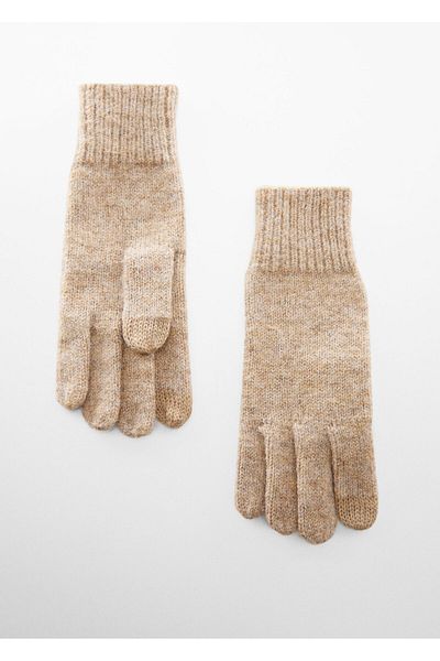 MANGO Woman Sand Color Women's Gloves57047740