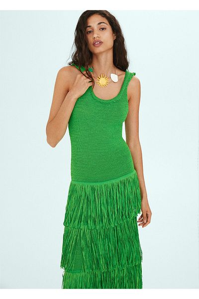 MANGO Woman Πράσινο γυναικείο φόρεμα57000405