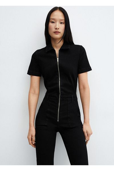 MANGO Woman Black Denim Women's Jumpsuit67050351