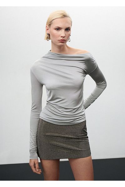 MANGO Woman Tricou de damă alb perlat57009121