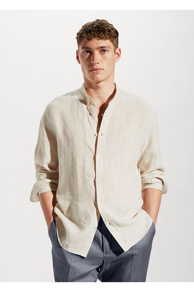 MANGO Man Ανδρικό πουκάμισο Sand Color57040621