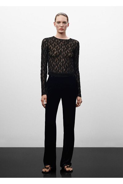 MANGO Tricou negru de damă 57009120