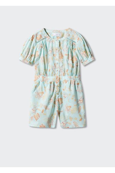 MANGO Kids Salopetă pentru fată în culoarea apei57010261