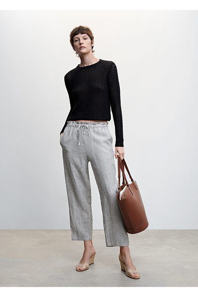 MANGO Woman Brown Women's Trousers47006705