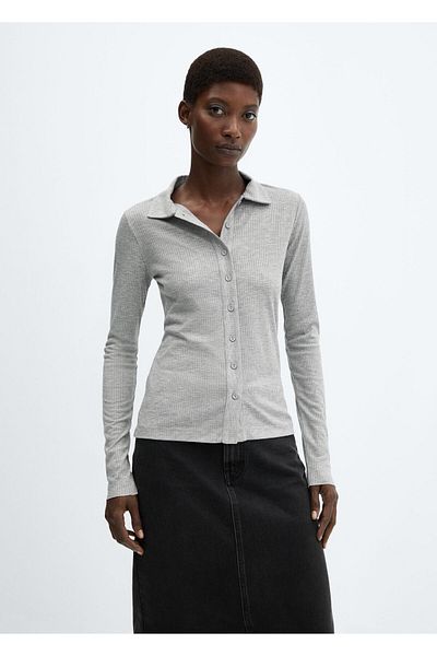 MANGO Woman Γκρι γυναικείο πουκάμισο57075809