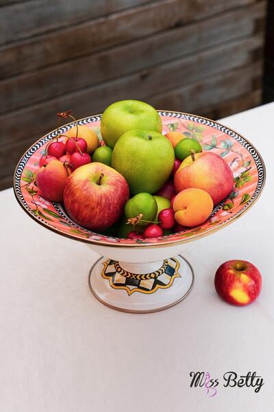 Miss Betty Enameled Footed Fruit Bowl 30 Cm Paradise Deluxe