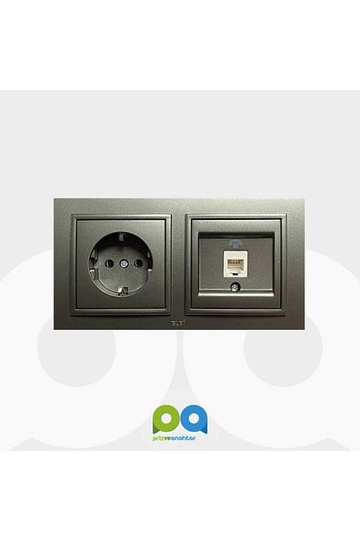 ELBİ Zena Grounded Socket Phone Double Set - Smoke Socket Frame