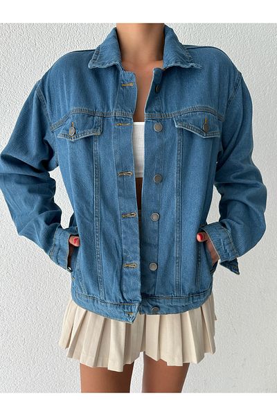 kenza'a Jachetă de damă din denim - cu nasturi în față