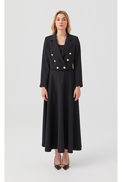 Nurs Etek Ceket Takım Siyah