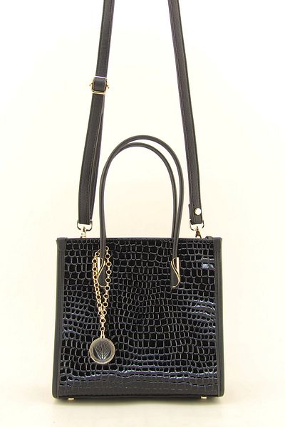 HNB Women's Black Crocodile Three-Compartment Clutch Bag