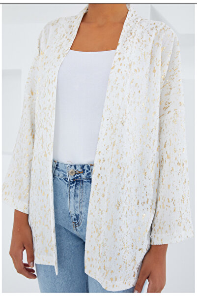 Düşess Kadın ekru varaklı ceket