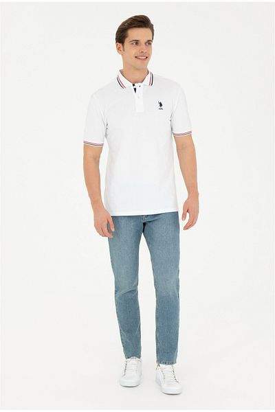 U.S. Polo Assn. ΒΑΣΗ. Polo Assn. Ανδρικό λευκό μπλουζάκι Basic