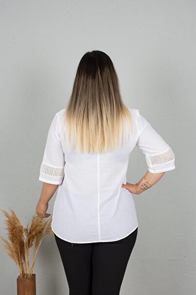 Truva XXL Αυθεντική μπλούζα από βαμβακερό πλυμένο ύφασμα μεγάλου μεγέθους Bz103