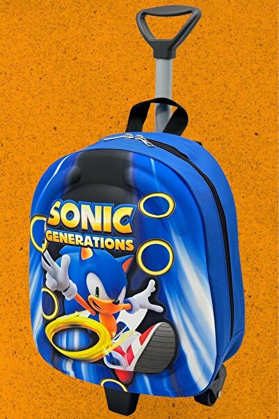 Tezzgelsin Kirpi Sonic Anaokulu Kreş Çekçekli 3d Baskılı Tekerli Seyahat Valizi Sırt Ve Okul Çantası