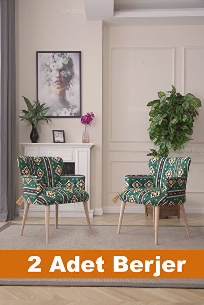 LOVİSSE HOME 2li Berjer Set Tekli Koltuk Balkon, Ofis, Bekleme, Güzellik Merkezi, Cafe, Kafe, Verand,  Çay Seti
