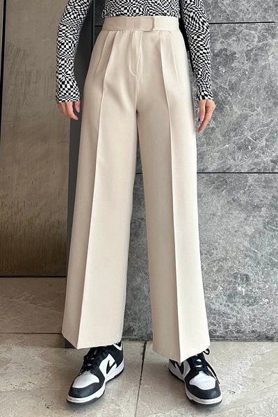 lamelif Beige Palazzo Model Velcro Waist