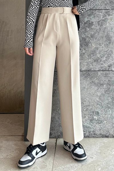 lamelif Beige Palazzo Model Velcro Waist