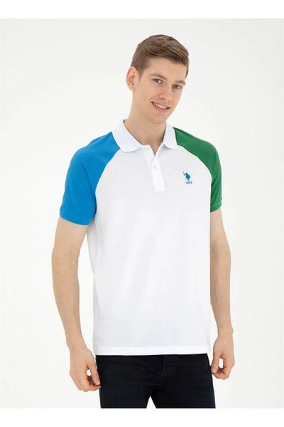 U.S. Polo Assn. U.S. Polo Assn.White ανδρικό μπλουζάκι πόλο με κανονική εφαρμογή GARDNER DMLS