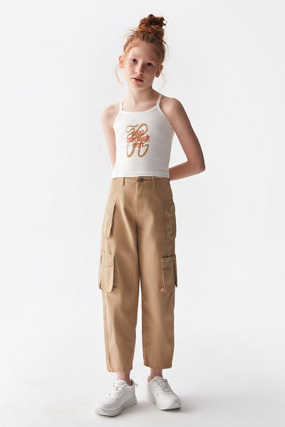 nk kids NK KIDS 56714 - Girl's Camel Colored Cargo Pants
