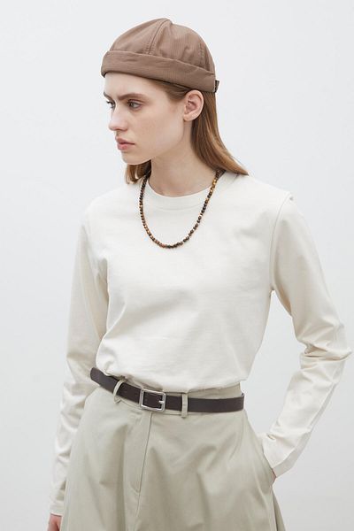 Manuka Langärmliges Baumwoll-T-Shirt in Vanille