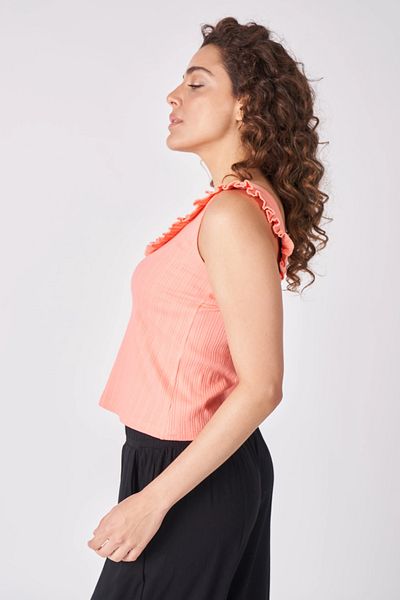 defys Women's Textured Ruffled V-Neck Blouse