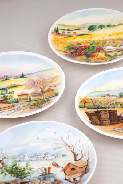 Bursa Porselen Dekor Seasons 4-piece porcelain cake plate