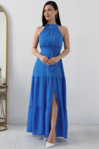 PULLIMM Puantiye Halter Yaka Elbise NY4233