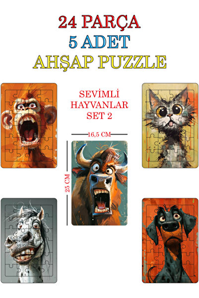 gift plus Ahşap Eğitici Yapboz Puzzle Sevimli Hayvanlar Eğitici Oyuncak  (Set 2)