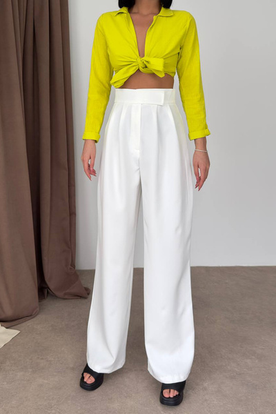 Neşeli Butik women's atlas fabric velcro palazzo pants GTS029