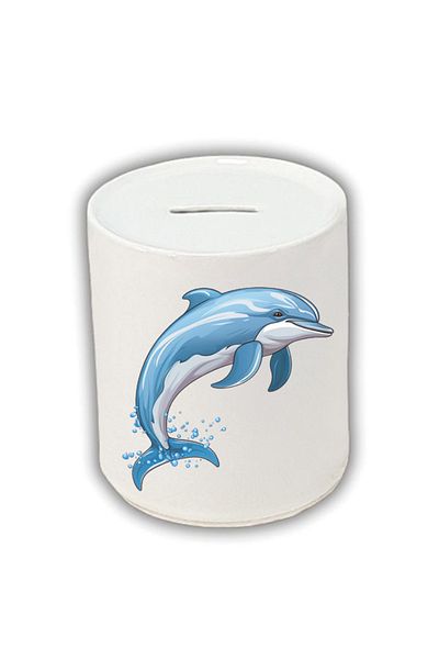 lili hediyelik Κουμπαράς με στάμπα Dolphin - Κεραμικός κουμπαράς με καρφίτσα