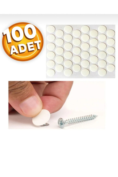 Pasific Mat Beyaz Yapışkanlı Vida Tapası Kendinden Kapatıcı Toz Geçirmez Vida...